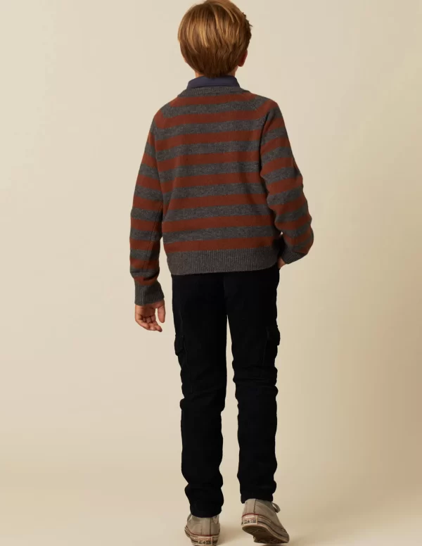 NÍCOLI PANTALÓN CARGO LARGO PANA AZUL< Pantalones