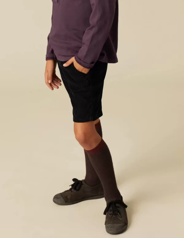 NÍCOLI PANTALÓN CHINO CORTO PANA AZUL< Pantalones