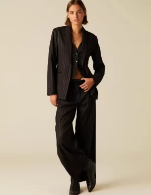 NÍCOLI PANTALÓN DOBLE RAYA BRILO< Pantalones