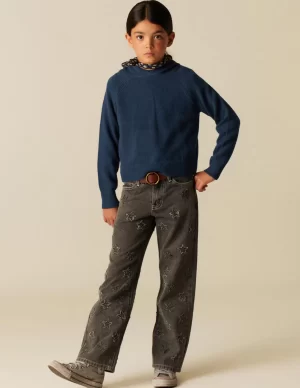 NÍCOLI PANTALÓN ESTRELLAS PARCHES GRIS< Denim | Pantalones