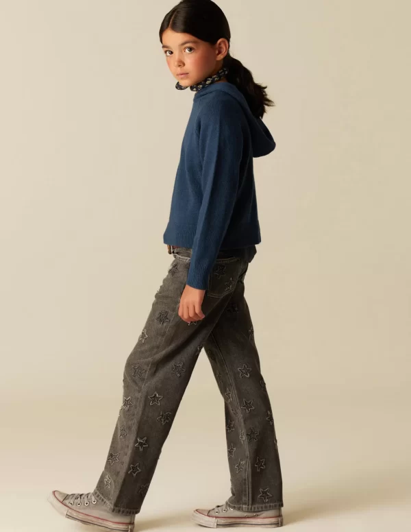 NÍCOLI PANTALÓN ESTRELLAS PARCHES GRIS< Denim | Pantalones