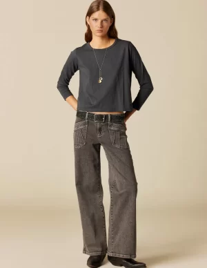 NÍCOLI PANTALÓN GRIS BOLSILLOS COSTURAS< Denim | Pantalones
