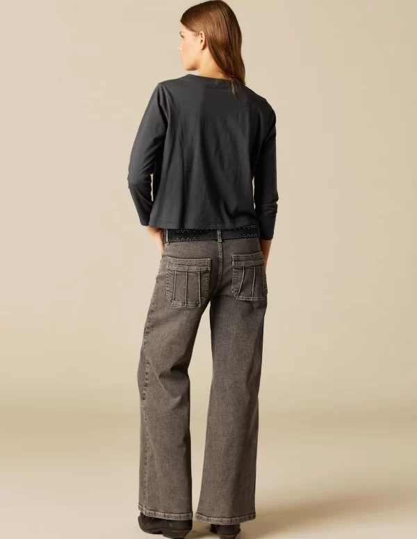 NÍCOLI PANTALÓN GRIS BOLSILLOS COSTURAS< Denim | Pantalones