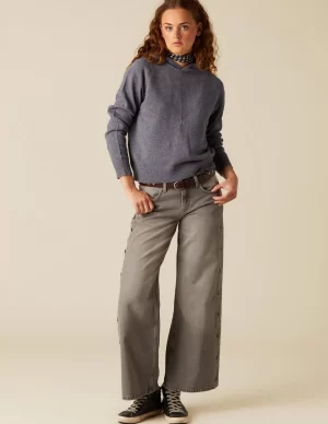 NÍCOLI PANTALÓN GRIS BOTONES LATERAL< Denim | Pantalones