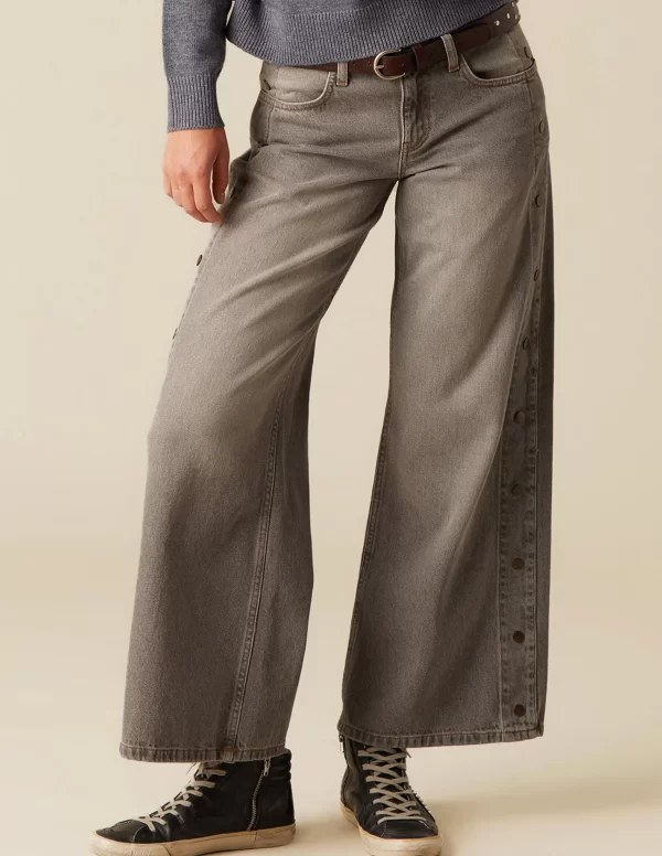 NÍCOLI PANTALÓN GRIS BOTONES LATERAL< Denim | Pantalones