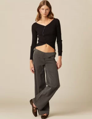 NÍCOLI PANTALÓN GRIS HEBILLAS CINTURA< Denim | Pantalones