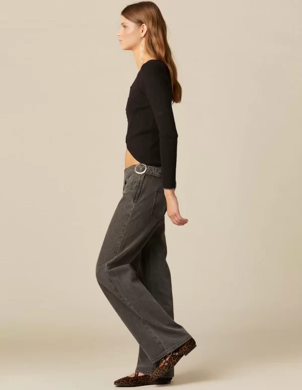 NÍCOLI PANTALÓN GRIS HEBILLAS CINTURA< Denim | Pantalones
