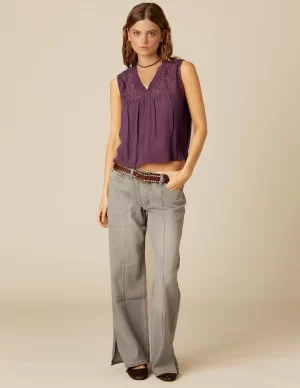NÍCOLI PANTALÓN GRIS RECTO COSTURAS< Denim | Pantalones