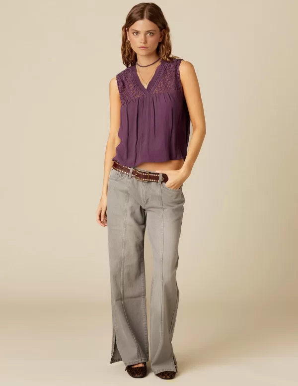 NÍCOLI PANTALÓN GRIS RECTO COSTURAS< Denim | Pantalones