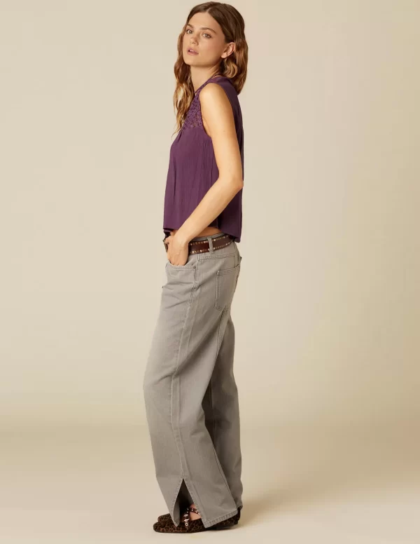 NÍCOLI PANTALÓN GRIS RECTO COSTURAS< Denim | Pantalones