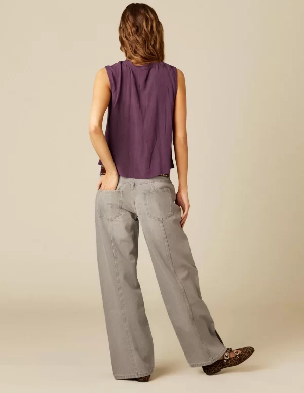 NÍCOLI PANTALÓN GRIS RECTO COSTURAS< Denim | Pantalones