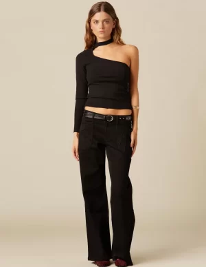 NÍCOLI PANTALÓN NEGRO BOLSILLOS COSTURAS< Denim | Pantalones