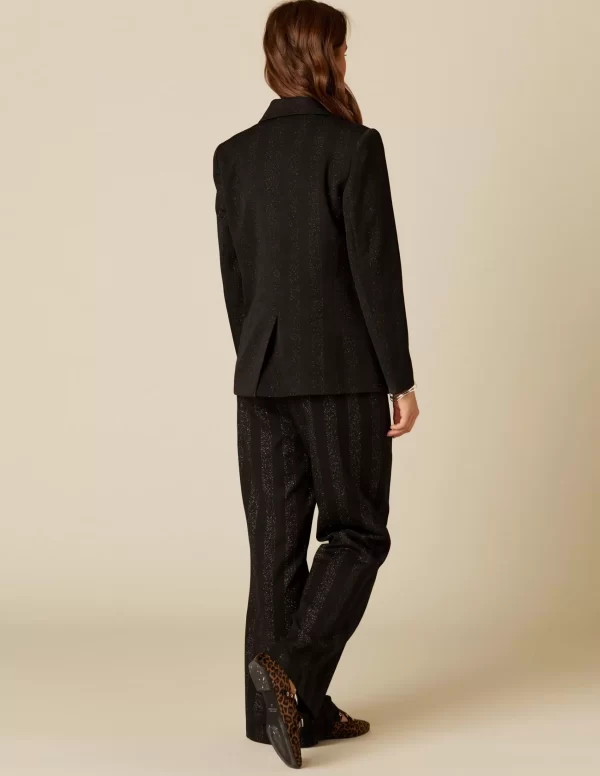 NÍCOLI PANTALÓN NEGRO RAYA BRILLO< Pantalones