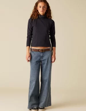 NÍCOLI PANTALÓN NN BORDADO AZUL< Denim | Pantalones