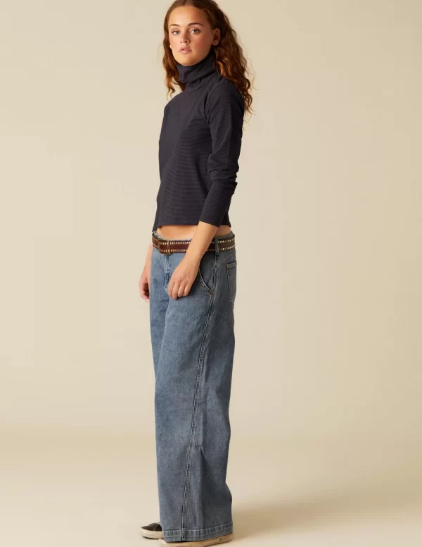 NÍCOLI PANTALÓN NN BORDADO AZUL< Denim | Pantalones