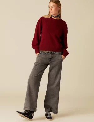NÍCOLI PANTALÓN NN BORDADO GRIS< Denim | Pantalones