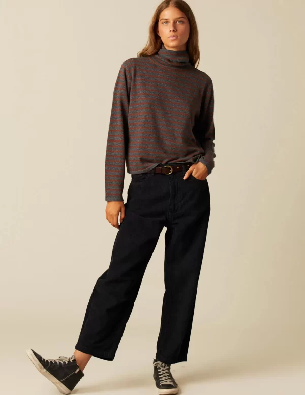 NÍCOLI PANTALÓN PANA AZUL ZIG ZAG< Pantalones