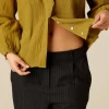 NÍCOLI PANTALÓN RAYA BRILLO AZUL< Pantalones
