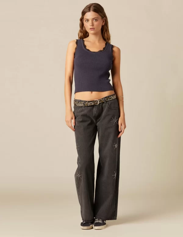 NÍCOLI PANTALÓN TACHAS SOLES GRIS< Denim | Pantalones