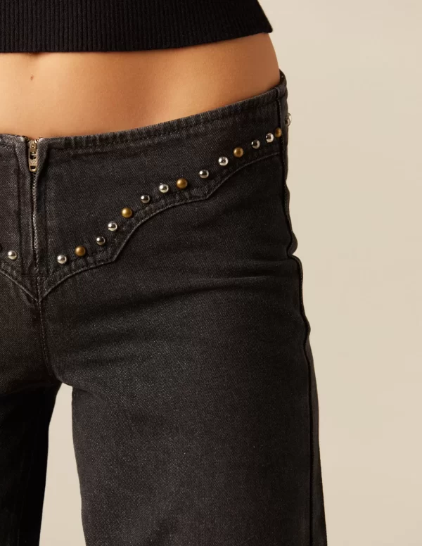 NÍCOLI PANTALÓN TACHUELAS CANESÚ ANTRACITA< Denim | Pantalones