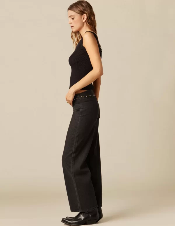 NÍCOLI PANTALÓN TACHUELAS CANESÚ ANTRACITA< Denim | Pantalones