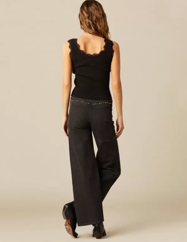 NÍCOLI PANTALÓN TACHUELAS CANESÚ ANTRACITA< Denim | Pantalones