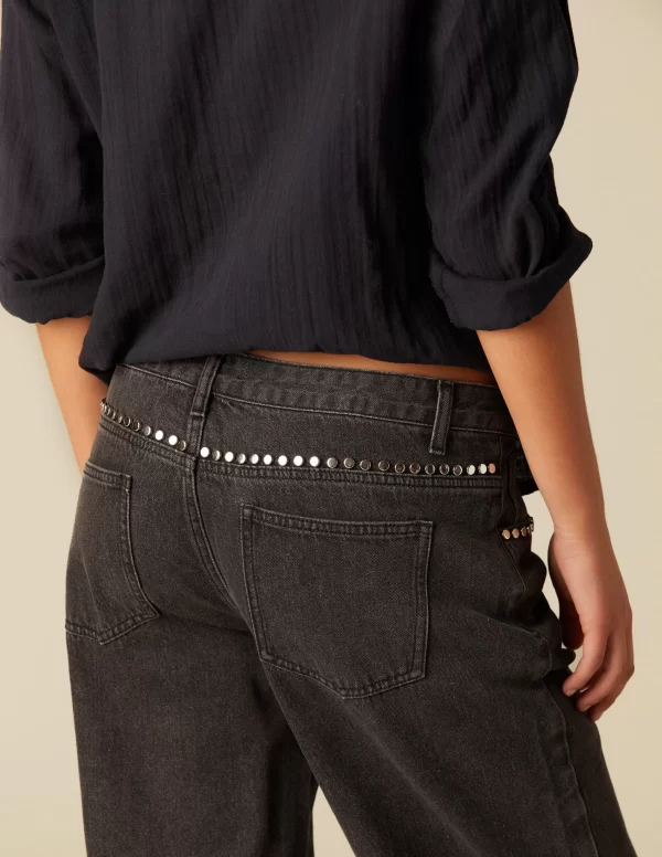 NÍCOLI PANTALÓN TACHUELAS GRIS< Denim | Pantalones