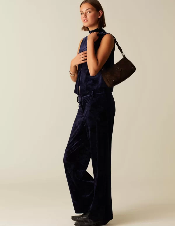 NÍCOLI PANTALÓN TERCIOPELO AZUL< Pantalones