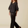 NÍCOLI PANTALÓN VAQUERO NEGRO MIX TACHUELAS< Denim | Pantalones