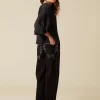NÍCOLI PANTALÓN VAQUERO NEGRO MIX TACHUELAS< Denim | Pantalones