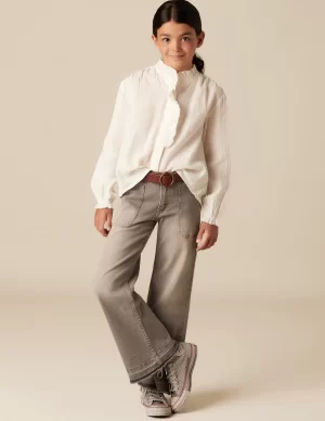 NÍCOLI PantalÓn wide leg vaquero gris claro< Denim | Pantalones
