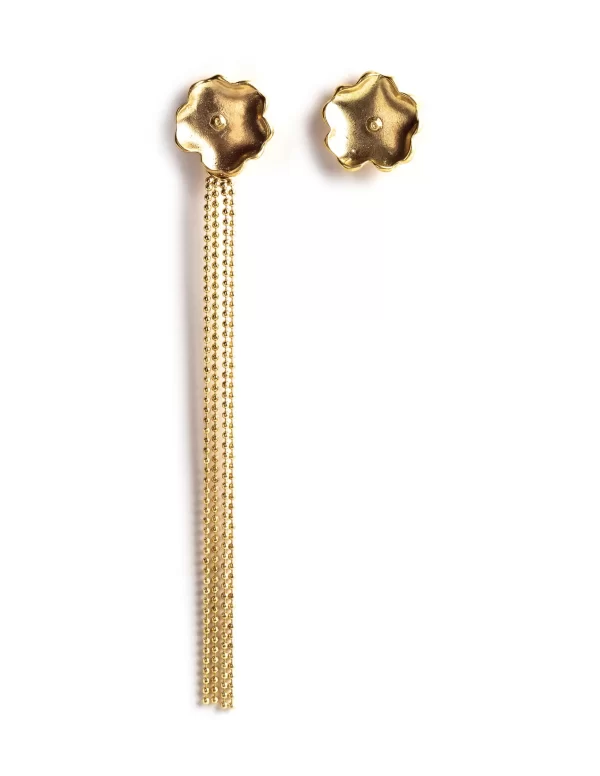 NÍCOLI PENDIENTE FLOR CADENA DORADO< Pendientes