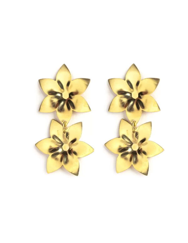 NÍCOLI PENDIENTE FLOR PICOS DORADO< Pendientes