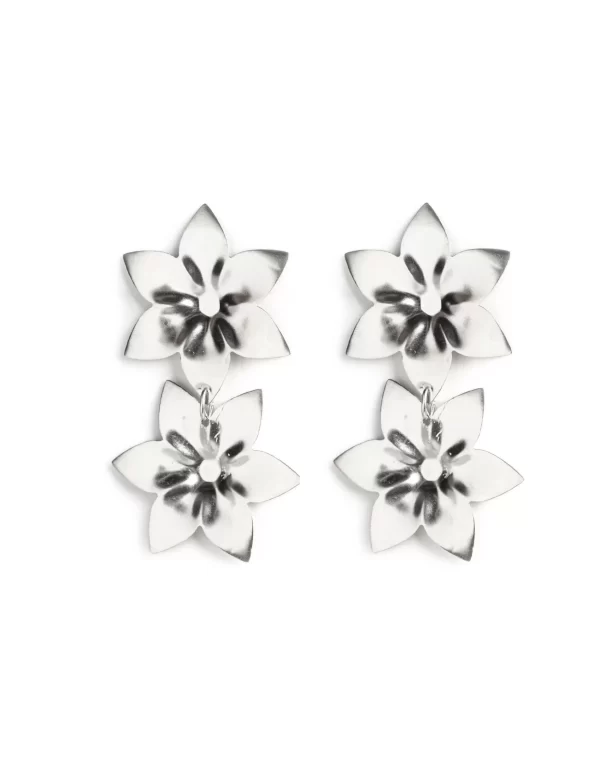 NÍCOLI PENDIENTE FLOR PICOS PLATEADO< Pendientes