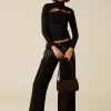 NÍCOLI TOP ABERTURA ESCOTE CUELLO VUELTO NEGRO< Tops