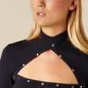 NÍCOLI TOP ABERTURA ESCOTE TACHAS AZUL< Tops