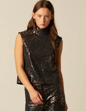 NÍCOLI TOP ANIMAL PRINT BRILLO< Tops