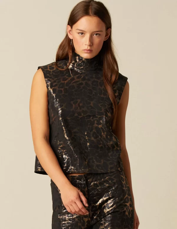 NÍCOLI TOP ANIMAL PRINT BRILLO< Tops