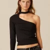 NÍCOLI TOP ASIMéTRICO ABERTURA ESCOTE NEGRO< Tops