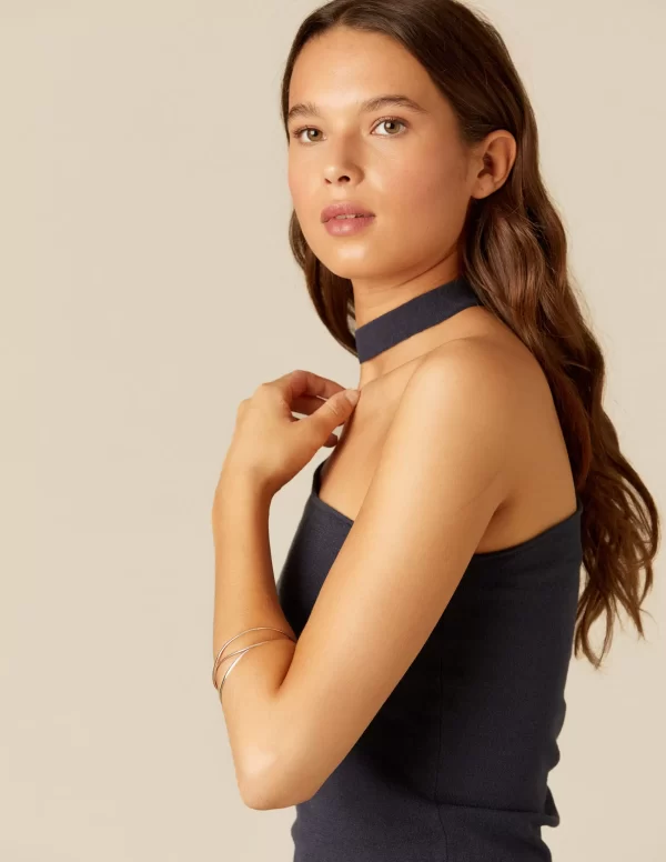 NÍCOLI TOP ASIMéTRICO ABERTURA ESCOTE AZUL< Tops