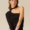 NÍCOLI TOP ASIMéTRICO ABERTURA ESCOTE NEGRO< Tops