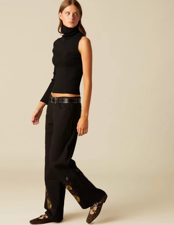 NÍCOLI TOP ASIMéTRICO CUELLO VUELTO NEGRO< Tops