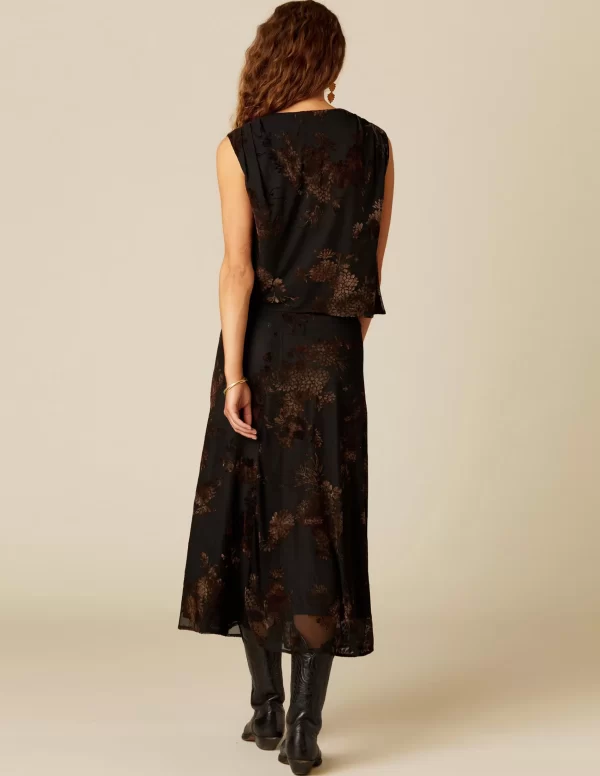 NÍCOLI TOP FLOR TULLE NEGRO< Tops