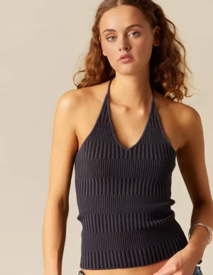 NÍCOLI TOP TIRANTES NEGRO Y AZUL CANALé< Tops