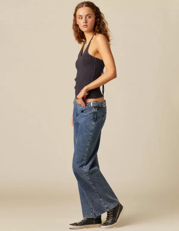 NÍCOLI TOP TIRANTES NEGRO Y AZUL CANALé< Tops