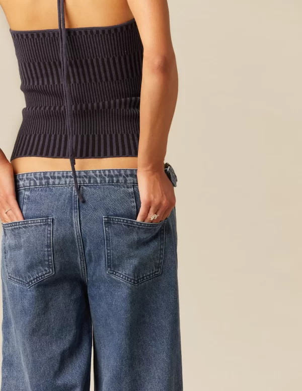 NÍCOLI TOP TIRANTES NEGRO Y AZUL CANALé< Tops
