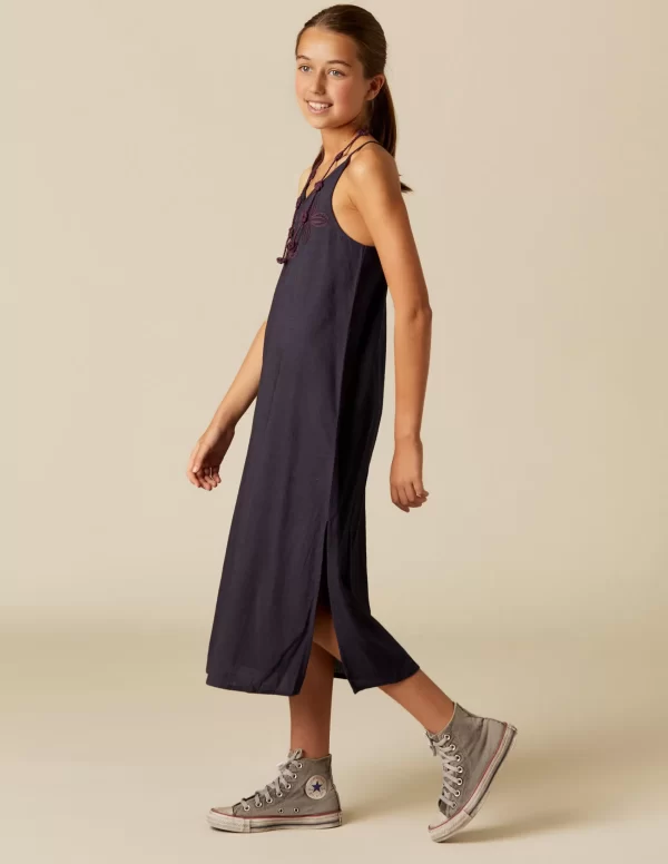 NÍCOLI VESTIDO AZUL TIRANTES BORDADOS< Vestidos