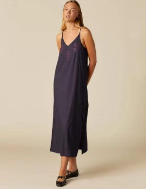 NÍCOLI VESTIDO AZUL TIRANTES BORDADO< Vestidos