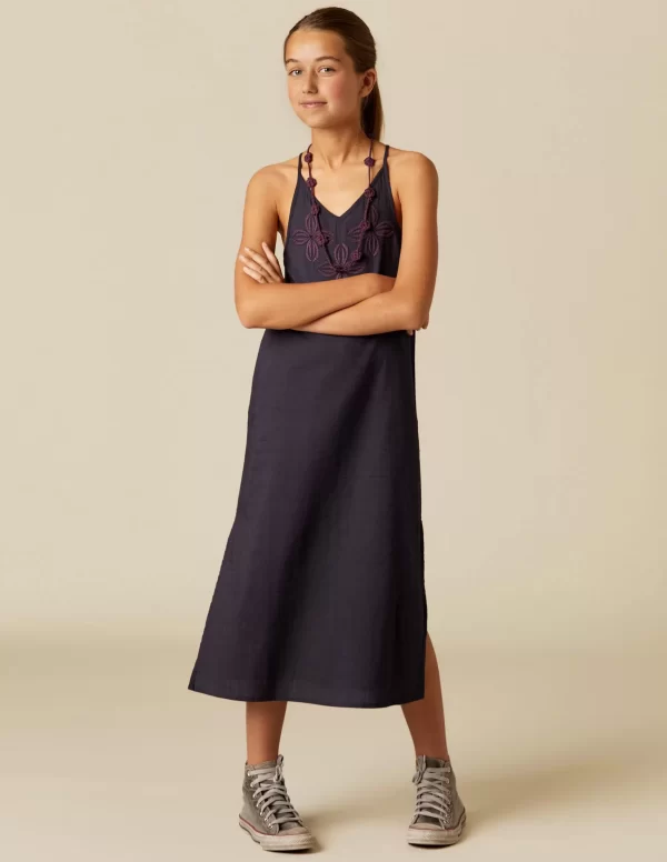 NÍCOLI VESTIDO AZUL TIRANTES BORDADOS< Vestidos