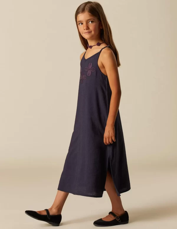 NÍCOLI VESTIDO AZUL TIRANTES BORDADO< Vestidos